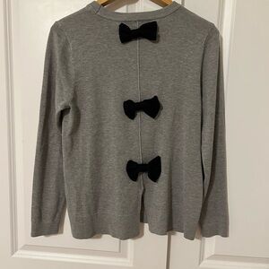 Philosophy bow back detail sweater gray lightweight preppy cottage